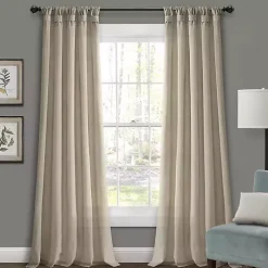 Beige Burlap Knotted Curtain Panel Set, 108 in.