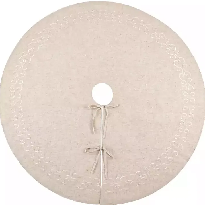 Beige Embroidered Tree Skirt