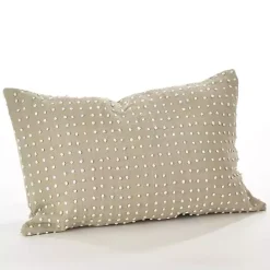 Beige French Knotted Lumbar Throw Pillow