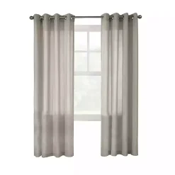 Beige Linen Light Filtering Curtain Panel, 84 in.