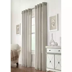 Beige Linen Light Filtering Curtain Panel, 84 in.