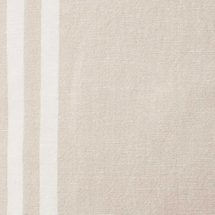 Beige Striped Linen Throw Pillow