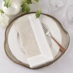 Beige Two-Tone Border 4-pc. Napkin Set
