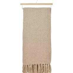 Beige Woven Waffle Knit Chenille Throw