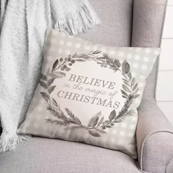 Believe in the Magic of Christmas Plaid Pillow