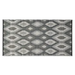 Black & Gray Diamond Stripe Outdoor Area Rug, 4x6