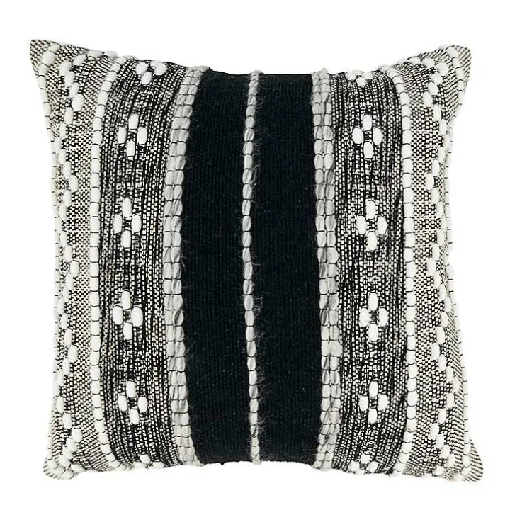 Black and Cream Woven Pattern Throw Pillow
