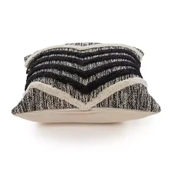Black and Metallic Fringe Textured Pillow