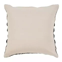 Black and Metallic Fringe Textured Pillow
