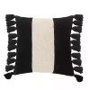 Black and White Cotton Throw Pillow with Tassels
