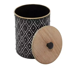 Black and White Embossed Diamond Jars, Set of 2