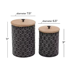 Black and White Embossed Diamond Jars, Set of 2