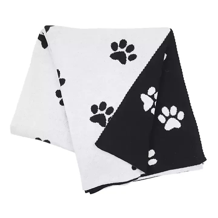Black and White Paw Print Throw