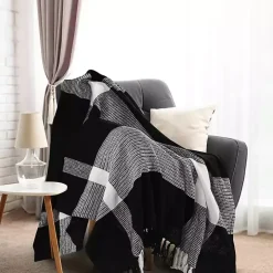 Black and White Plaid Organic Cotton Throw