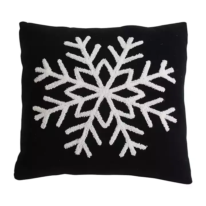 Black and White Snowflake Christmas Pillow