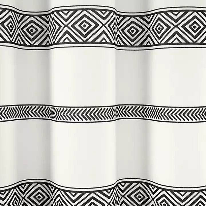Black and White Striped Boho Shower Curtain