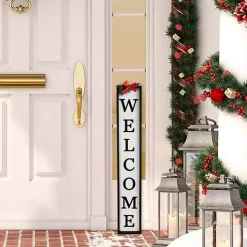 Black and White Welcome Christmas Porch Board