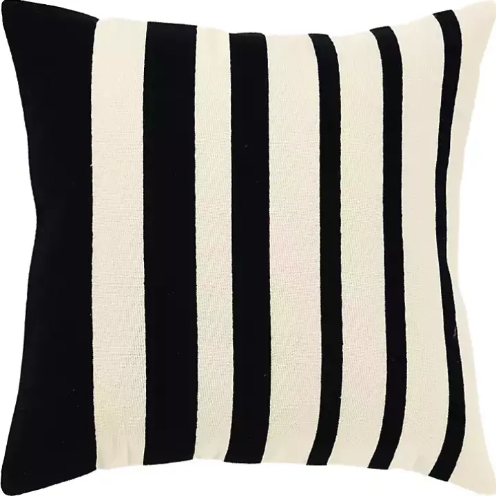 Black Asymmetrical Linear Throw Pillow