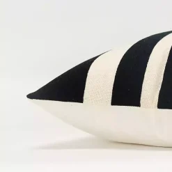 Black Asymmetrical Linear Throw Pillow