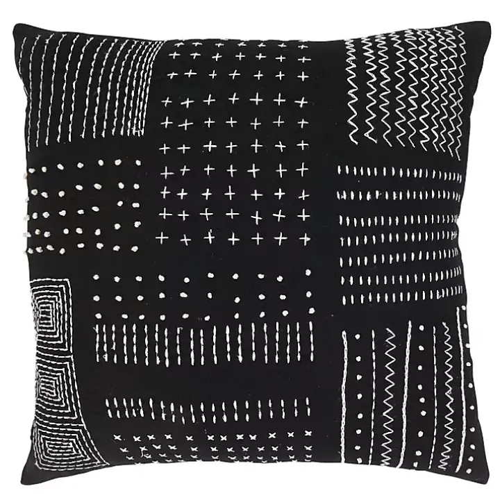 Black Aztec Treasures Throw Pillow