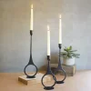 Black Cast Iron Ring 3-pc. Taper Candle Holders