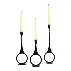 Black Cast Iron Ring 3-pc. Taper Candle Holders