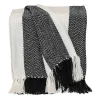 Black Chalet Striped Fringe Throw