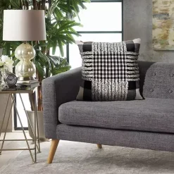 Black Check Textured Pillow