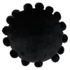 Black Faux Fur Round Pom Pom Throw Pillow