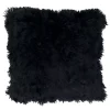 Black Faux Fur Throw Pillow