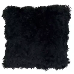 Black Faux Fur Throw Pillow
