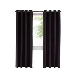 Black Faux Suede Blackout Curtain Panel, 95 in.