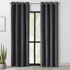 Black Faux Suede Blackout Curtain Panel, 95 in.