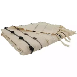 Black Gray Dot Striped Throw Blanket