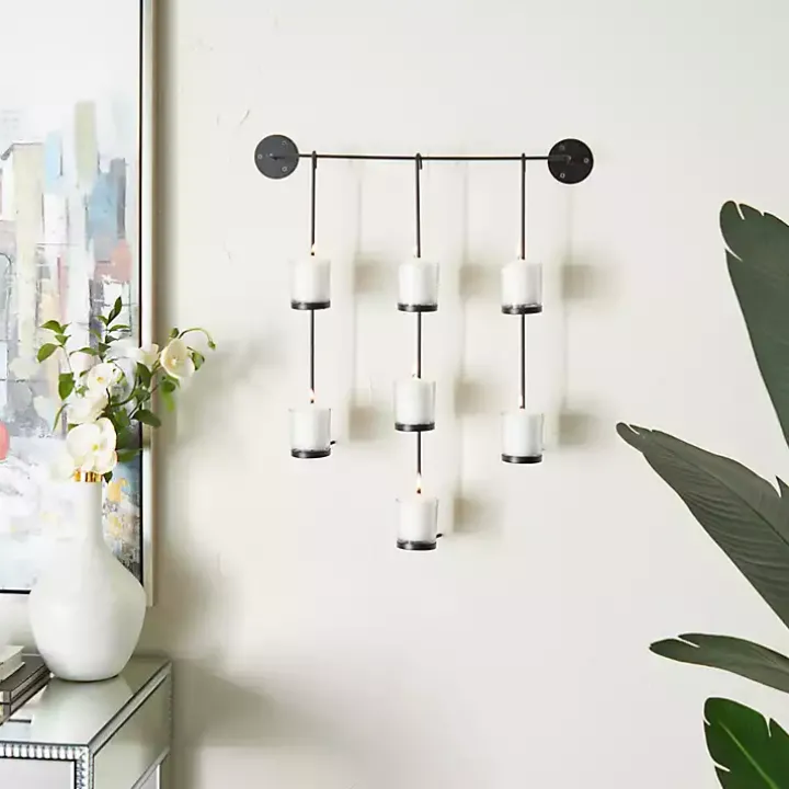 Black Hanging Glass Votive Wall Plaque