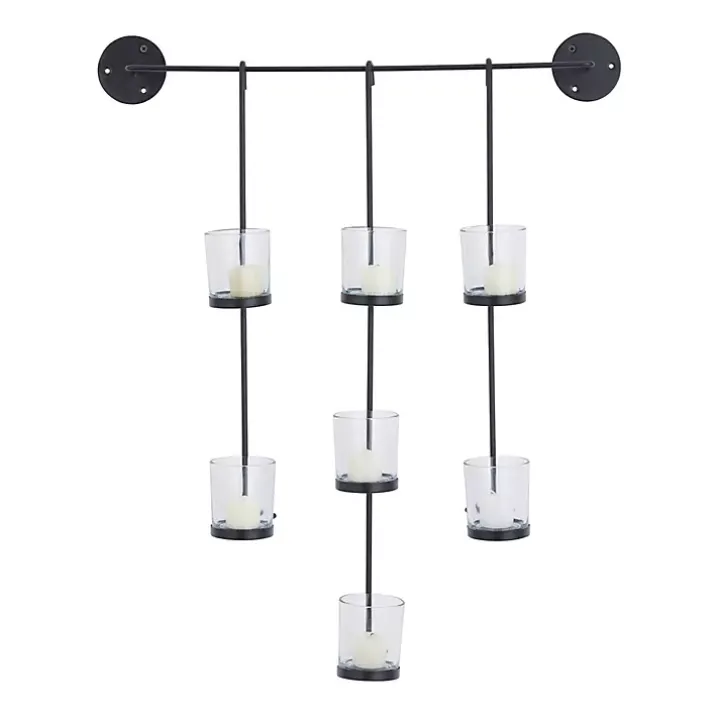 Black Hanging Glass Votive Wall Plaque