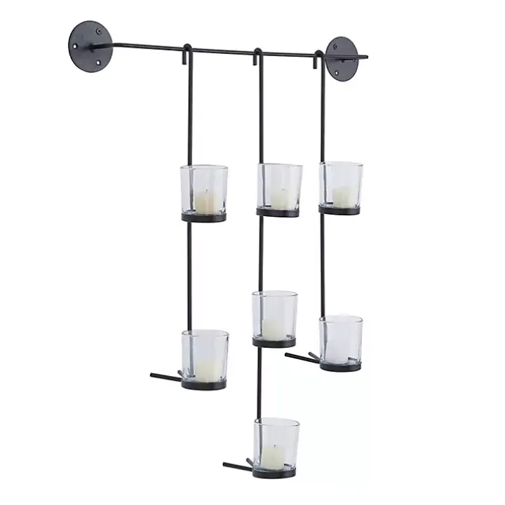 Black Hanging Glass Votive Wall Plaque