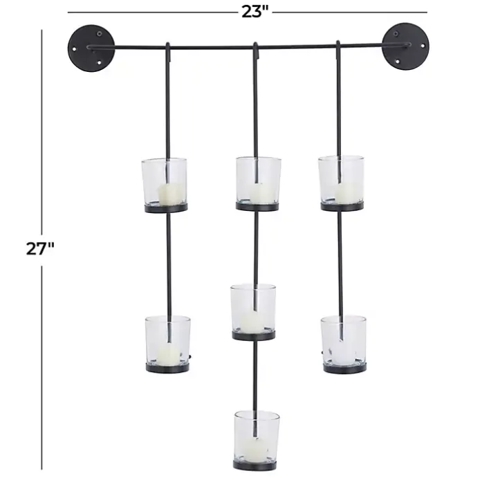 Black Hanging Glass Votive Wall Plaque