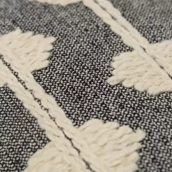 Black Heathered Embroidered Diamond Throw Pillow