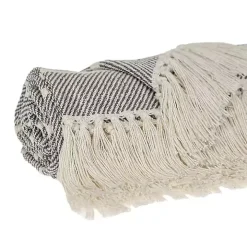 Black Herringbone Striped Throw