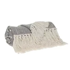 Black Herringbone Striped Throw