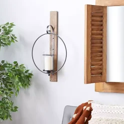 Black Hoop Glass Sleeve Wall Sconce, 28 in.