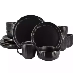 Black Leo Stoneware 16-pc. Dinnerware Set