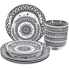 Black Lila Patterned 12-pc. Dinnerware Set