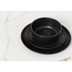 Black Matte Double Line 16-pc. Dinnerware Set