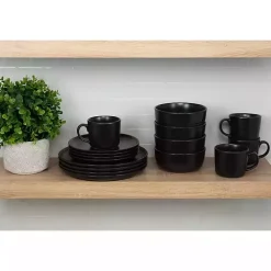 Black Matte Double Line 16-pc. Dinnerware Set