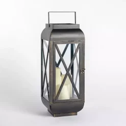 Black Metal and Glass Thomas Lantern, 24 in.
