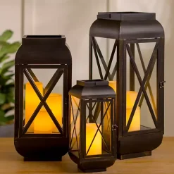 Black Metal and Glass Thomas Lantern, 24 in.