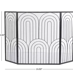 Black Metal Arches Fireplace Screen