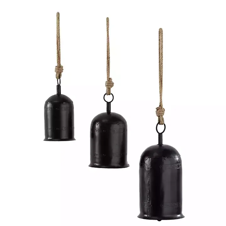 Black Metal Hanging Bells, Set of 3